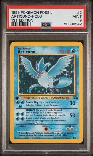1999 POKEMON FOSSIL #2 ARTICUNO-HOLO 1ST EDITION PSA 9
