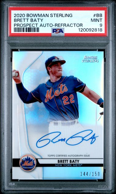 2020 BOWMAN STERLING PROSPECT AUTOGRAPHS #BB BRETT BATY REFRACTOR - PSA 9