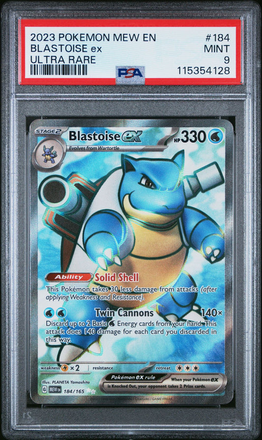 2023 POKEMON MEW EN-151 184 BLASTOISE EX ULTRA RARE PSA 9