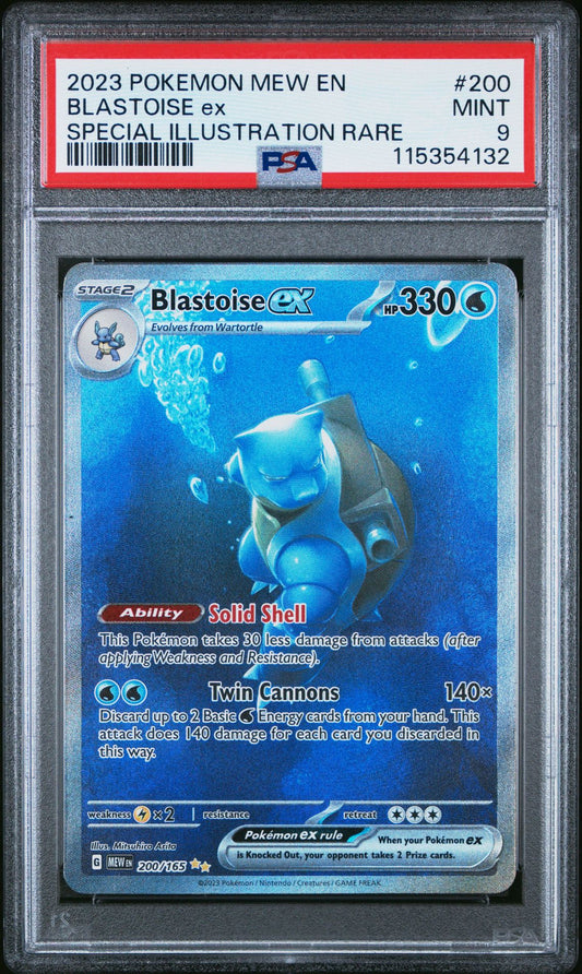 2023 POKEMON MEW EN-151 200 BLASTOISE EX SPECIAL ILLUSTRATION RARE PSA 9
