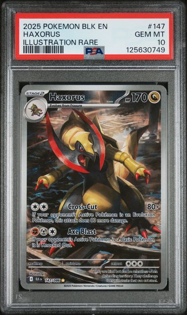 2025 POKEMON BLK EN-BLACK BOLT #147 HAXORUS ILLUSTRATION RARE PSA 10