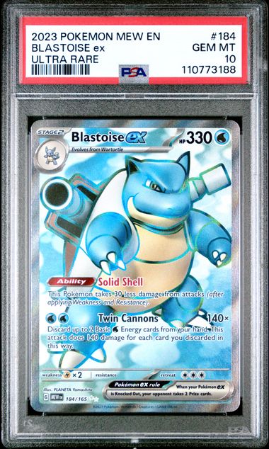 2023 POKEMON MEW EN-151 #184 BLASTOISE ex ULTRA RARE PSA 10