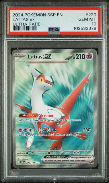 2024 POKEMON SSP EN-SURGING SPARKS #220 LATIAS ex ULTRA RARE PSA 10
