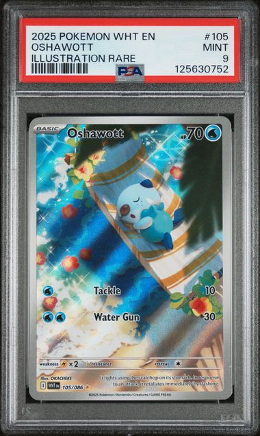 2025 POKEMON WHT EN-WHITE FLARE #105 OSHAWOTT ILLUSTRATION RARE PSA 9