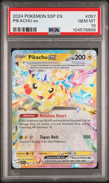 2024 POKEMON SSP EN-SURGING SPARKS #057 PIKACHU ex PSA 10