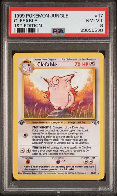 1999 POKEMON JUNGLE #17 CLEFABLE 1ST EDITION PSA 8
