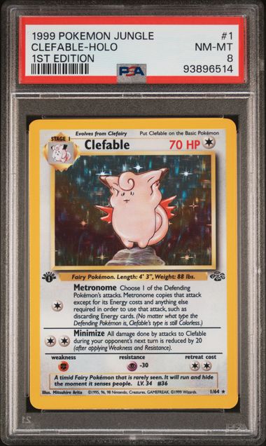 1999 POKEMON JUNGLE #1 CLEFABLE-HOLO 1ST EDITION PSA 8