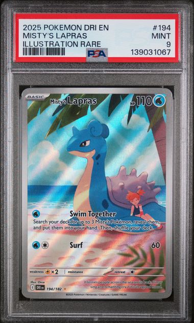2025 POKEMON DRI EN-DESTINED RIVALS #194 MISTY'S LAPRAS ILLUSTRATION RARE PSA 9