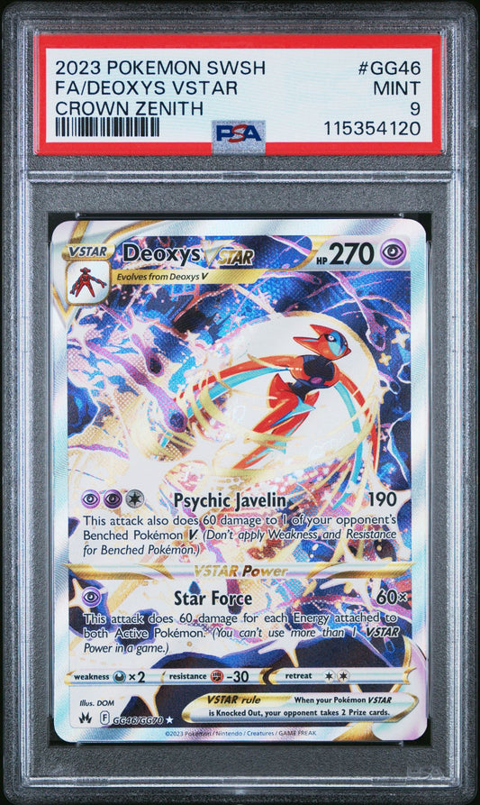 2023 POKEMON SWORD AND SHIELD CROWN ZENITH GG46 FULL ART/DEOXYS VSTAR PSA 9