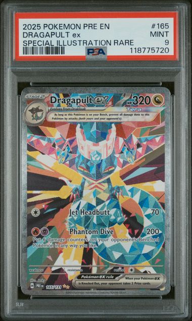 2025 POKEMON PRE EN-PRISMATIC EVOLUTIONS #165 DRAGAPULT ex SPECIAL ILLUSTRATION RARE PSA 9