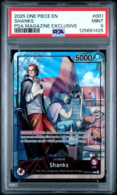 2025 ONE PIECE PROMOS 001 SHANKS PSA MAGAZINE EXCLUSIVE PSA 9