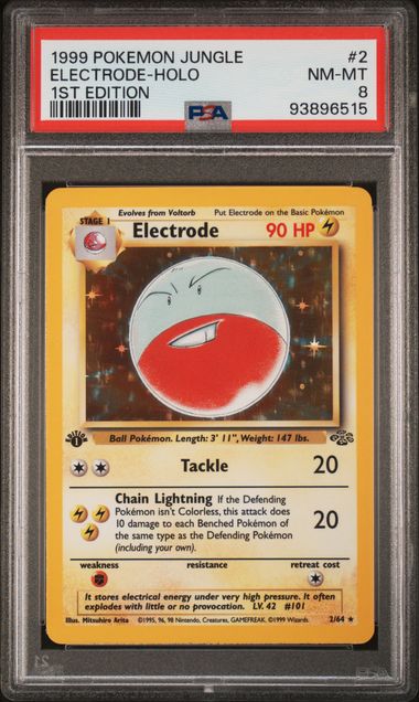 1999 POKEMON JUNGLE #2 ELECTRODE-HOLO 1ST EDITION PSA 8