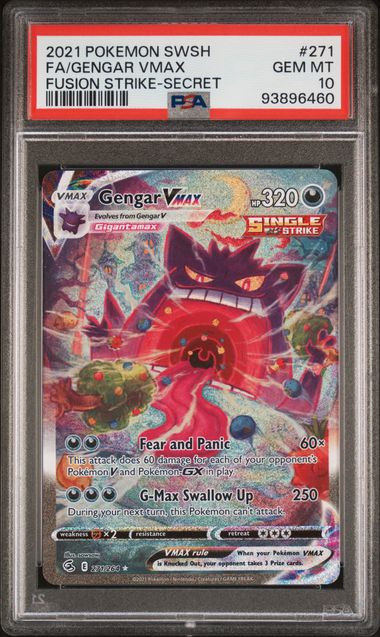 2021 POKEMON SWORD & SHIELD FUSION STRIKE #271 FA/GENGAR VMAX FUSION STRIKE-SECRET PSA 10