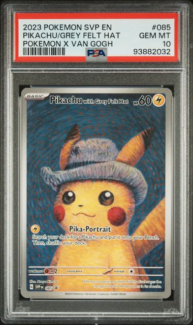 2023 POKEMON SVP EN-SV BLACK STAR PROMO #085 PIKACHU/GREY FELT HAT POKEMON X VAN GOGH PSA 10