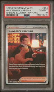 2023 POKEMON MEW EN-151 204 GIOVANNI'S CHARISMA SPECIAL ILLUSTRATION RARE PSA 10
