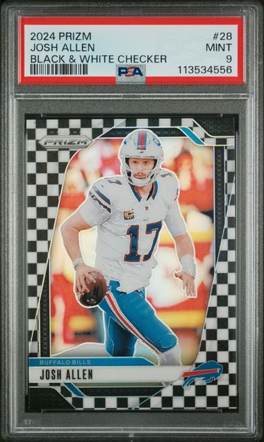 2024 PANINI PRIZM #28 JOSH ALLEN BLACK & WHITE CHECKER PSA 9