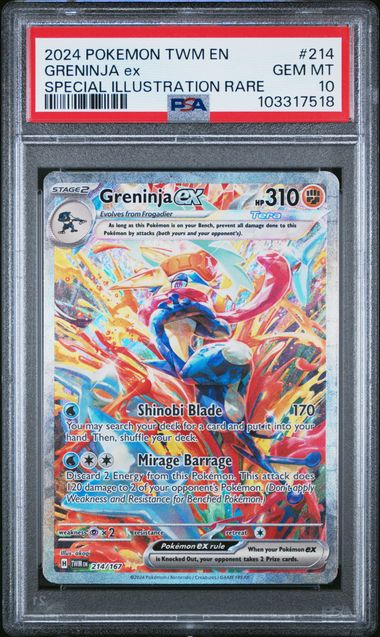 2024 POKEMON TWM EN-TWILIGHT MASQUERADE #214 GRENINJA ex SPECIAL ILLUSTRATION RARE PSA 10