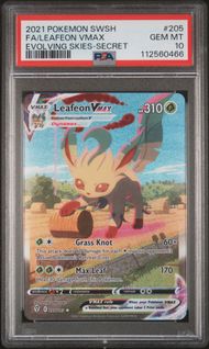 2021 POKEMON SWORD & SHIELD EVOLVING SKIES 205 FULL ART/LEAFEON VMAX SECRET PSA 10