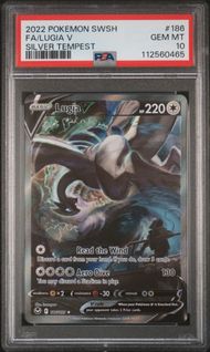 2022 Pokemon SWSH FA/Lugia V #186 Silver Tempest PSA 10