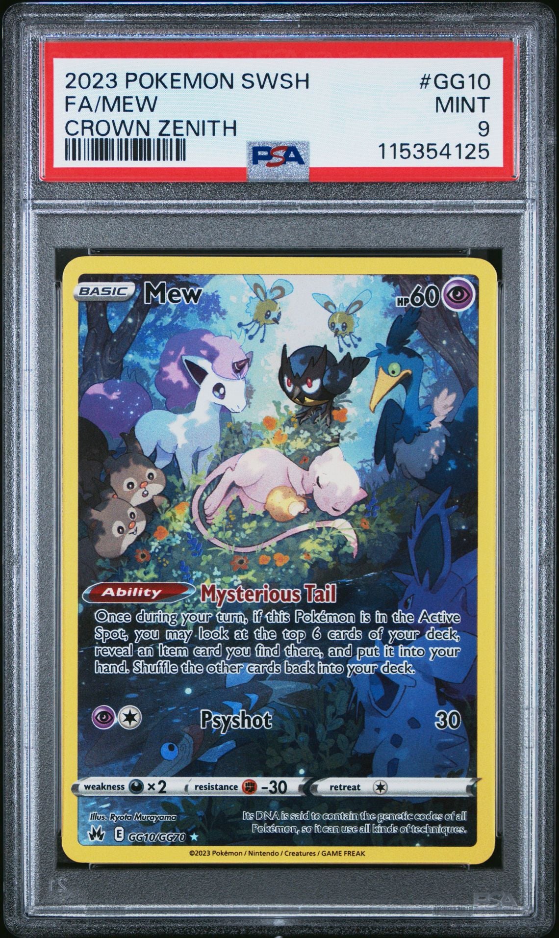 2023 POKEMON SWORD AND SHIELD CROWN ZENITH GG10 FULL ART/MEW PSA 9