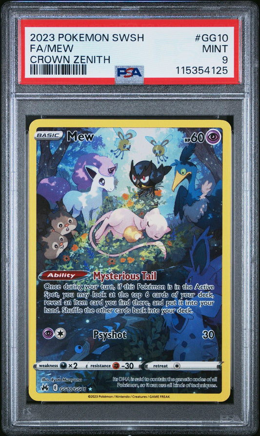 2023 POKEMON SWORD AND SHIELD CROWN ZENITH GG10 FULL ART/MEW PSA 9