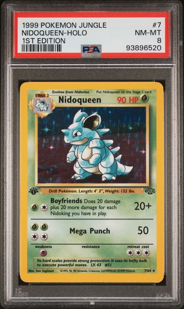 1999 POKEMON JUNGLE #7 NIDOQUEEN-HOLO 1ST EDITION PSA 8