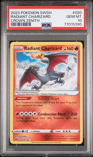2023 POKEMON SWORD AND SHIELD CROWN ZENITH 020 RADIANT CHARIZARD PSA 10