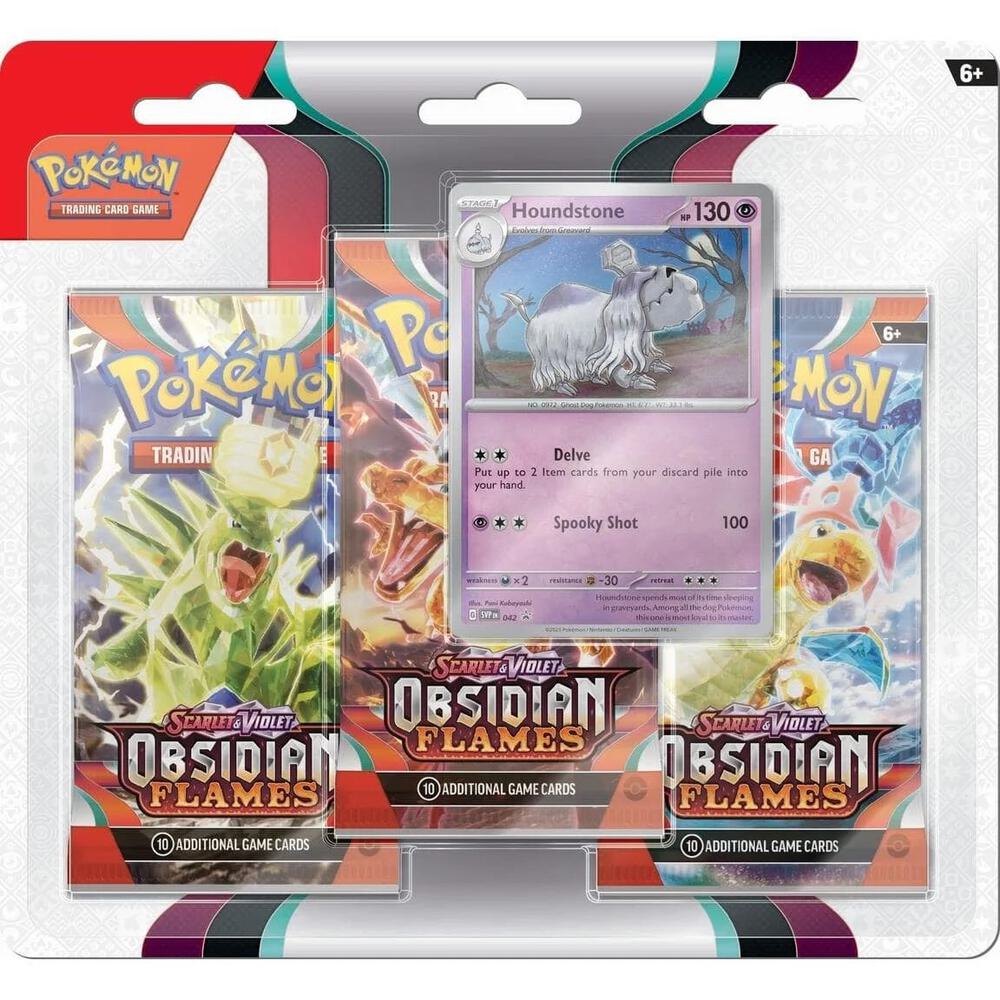 Obsidian Flames 3 Pack Blister [Houndstone or Eevee] - SV03: Obsidian Flames (OBF)