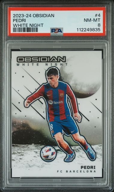 2023 PANINI OBSIDIAN WHITE NIGHT #4 PEDRI PSA 8