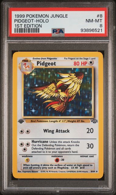 1999 POKEMON JUNGLE #8 PIDGEOT-HOLO 1ST EDITION PSA 8