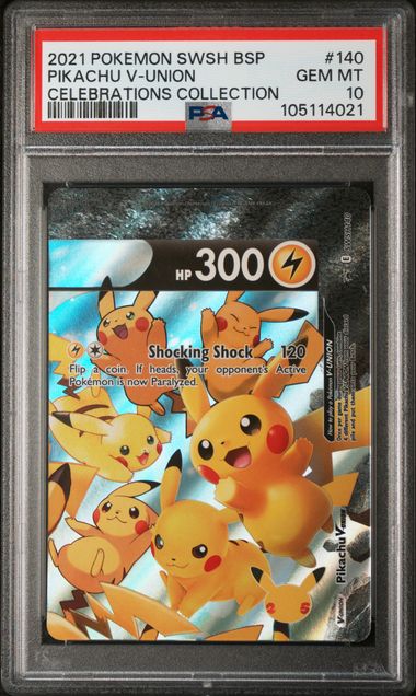 2021 POKEMON SWSH BLACK STAR PROMO 140 PIKACHU V-UNION CELEBRATIONS COLLECTION PSA 10