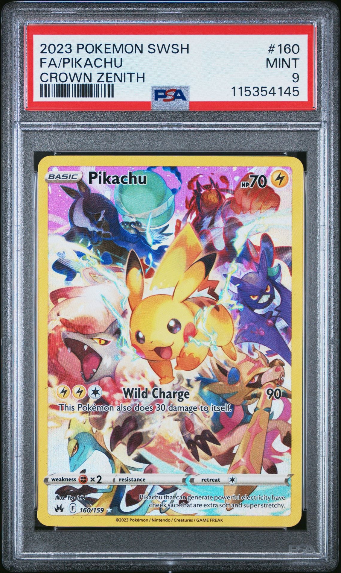 2023 POKEMON SWORD AND SHIELD CROWN ZENITH 160 FULL ART/PIKACHU PSA 9