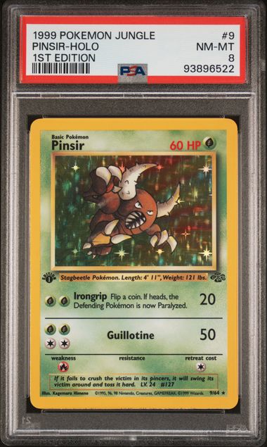 1999 POKEMON JUNGLE #9 PINSIR-HOLO 1ST EDITION PSA 8