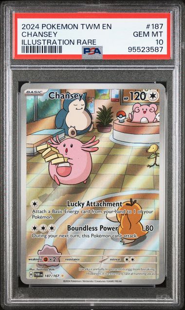 2024 POKEMON TWM EN-TWILIGHT MASQUERADE #187 CHANSEY ILLUSTRATION RARE PSA 10