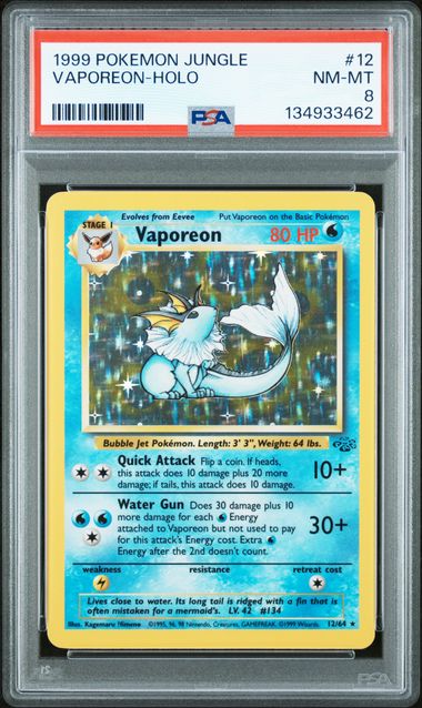 1999 POKEMON JUNGLE #12 VAPOREON-HOLO PSA 8
