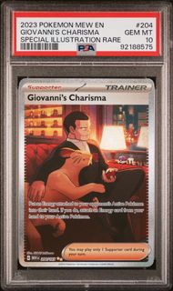 2023 POKEMON MEW EN-151 204 GIOVANNI'S CHARISMA SPECIAL ILLUSTRATION RARE PSA 10