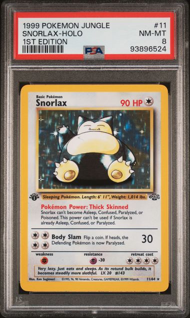 1999 POKEMON JUNGLE #11 SNORLAX-HOLO 1ST EDITION PSA 8