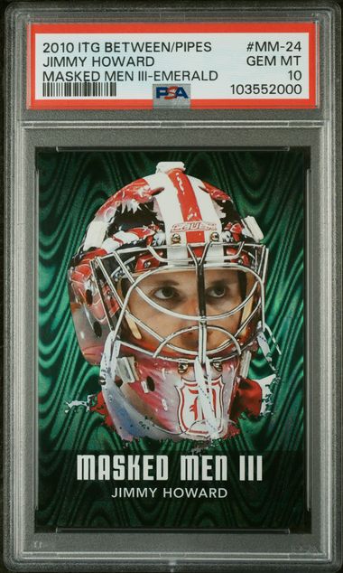 2010 IN THE GAME BETWEEN THE PIPES MASKED MEN III #MM-24 JIMMY HOWARD MASKED MEN III-EMERALD PSA 10