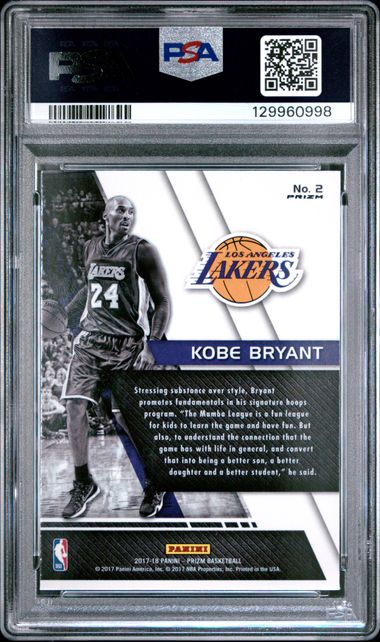 2017 PANINI PRIZM FUNDAMENTALS #2 KOBE BRYANT FUNDAMENTALS-F/B PRIZM PSA 10