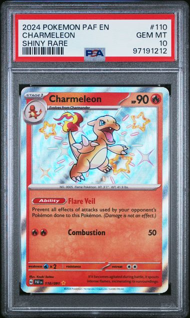 2024 POKEMON PAF EN-PALDEAN FATES #110 CHARMELEON SHINY RARE PSA 10
