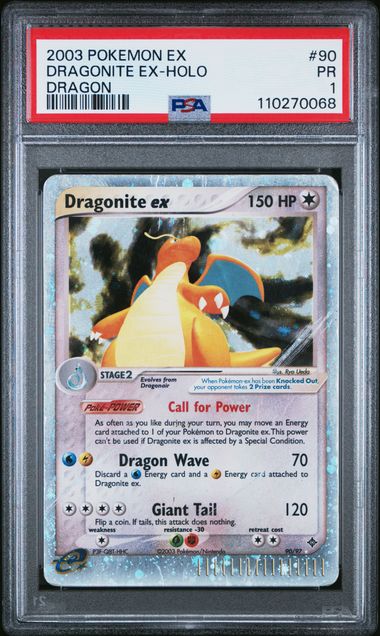 2003 POKEMON EX DRAGON #90 DRAGONITE EX-HOLO DRAGON PSA 1