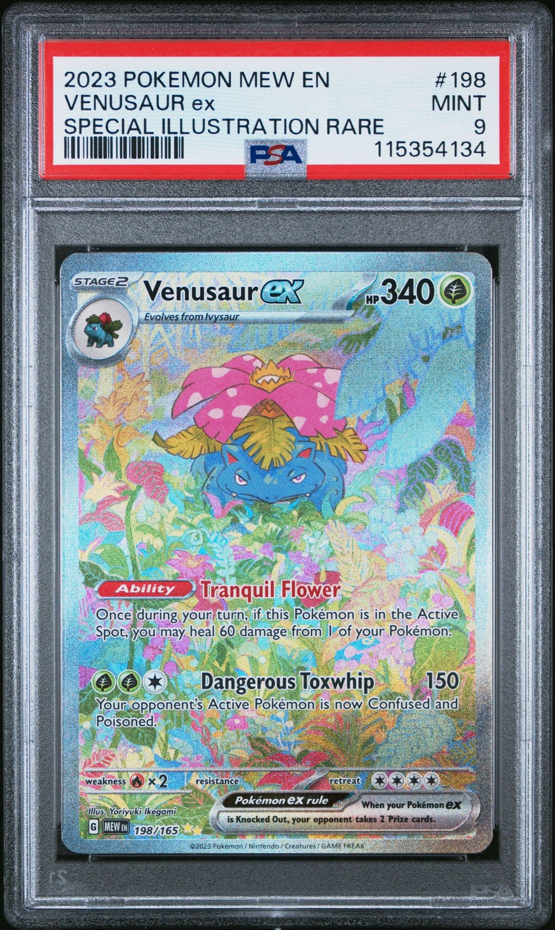 2023 POKEMON MEW EN-151 198 VENUSAUR EX SPECIAL ILLUSTRATION RARE PSA 9
