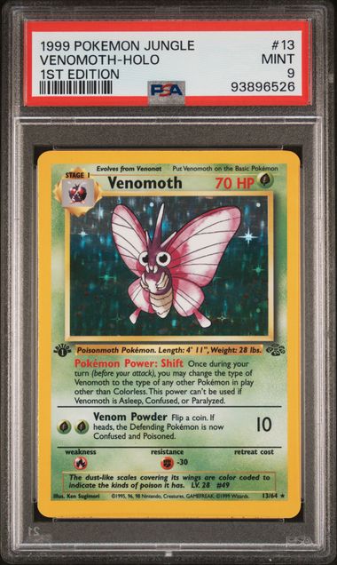 1999 POKEMON JUNGLE #13 VENOMOTH-HOLO 1ST EDITION PSA 9
