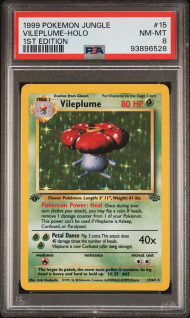 1999 POKEMON JUNGLE #15 VILEPLUME-HOLO 1ST EDITION PSA 8