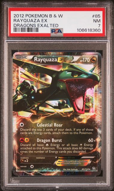 2012 POKEMON BLACK & WHITE DRAGONS EXALTED #85 RAYQUAZA EX DRAGONS EXALTED PSA 7