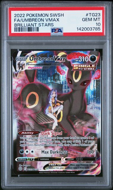 2022 POKEMON SWORD & SHIELD BRILLIANT STARS #TG23 FA/UMBREON VMAX BRILLIANT STARS PSA 10