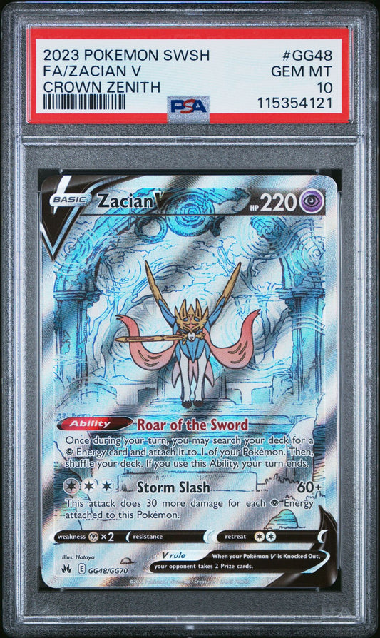2023 POKEMON SWORD AND SHIELD CROWN ZENITH GG48 FULL ART/ZACIAN V PSA 10