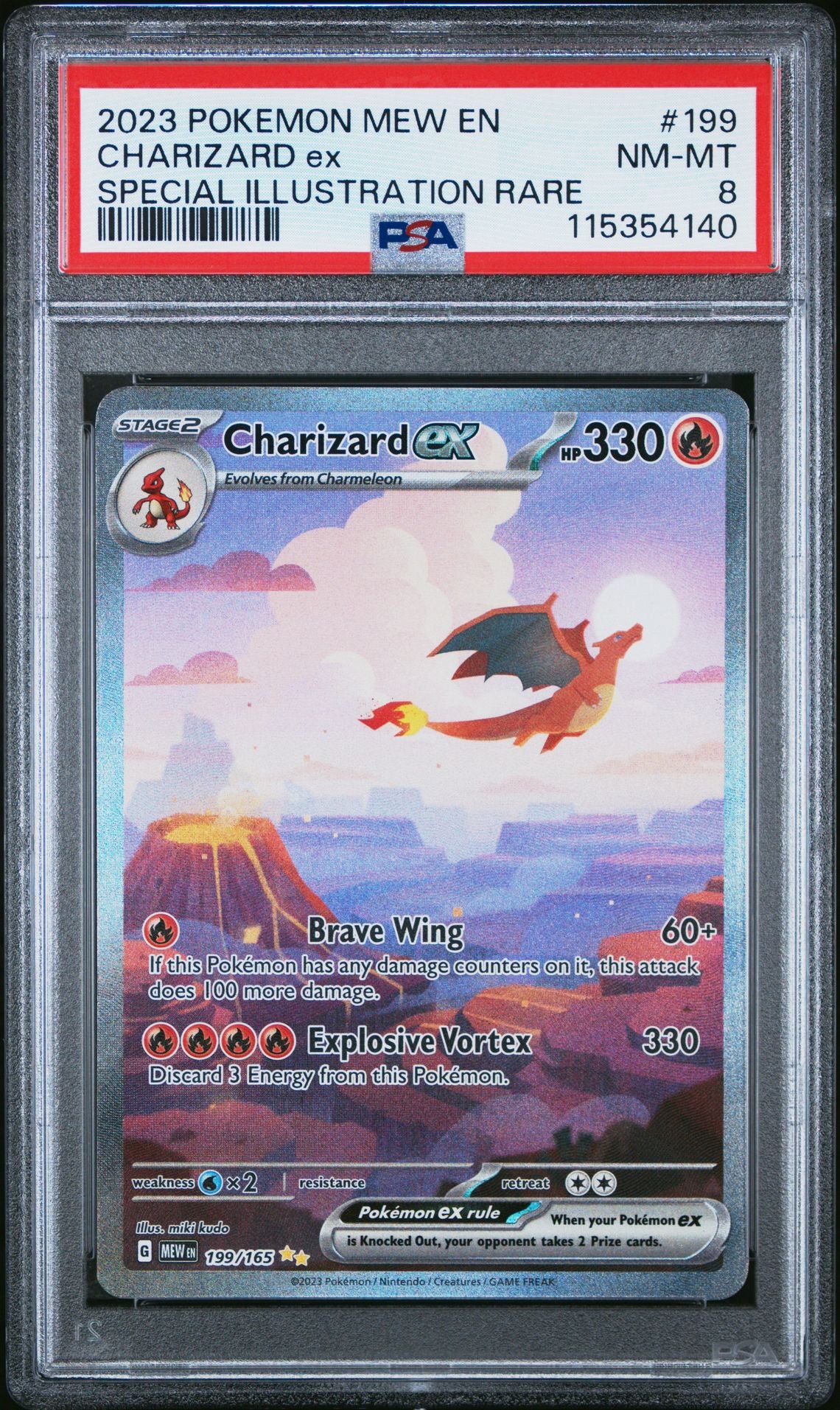 2023 POKEMON MEW EN-151 199 CHARIZARD EX SPECIAL ILLUSTRATION RARE PSA 8