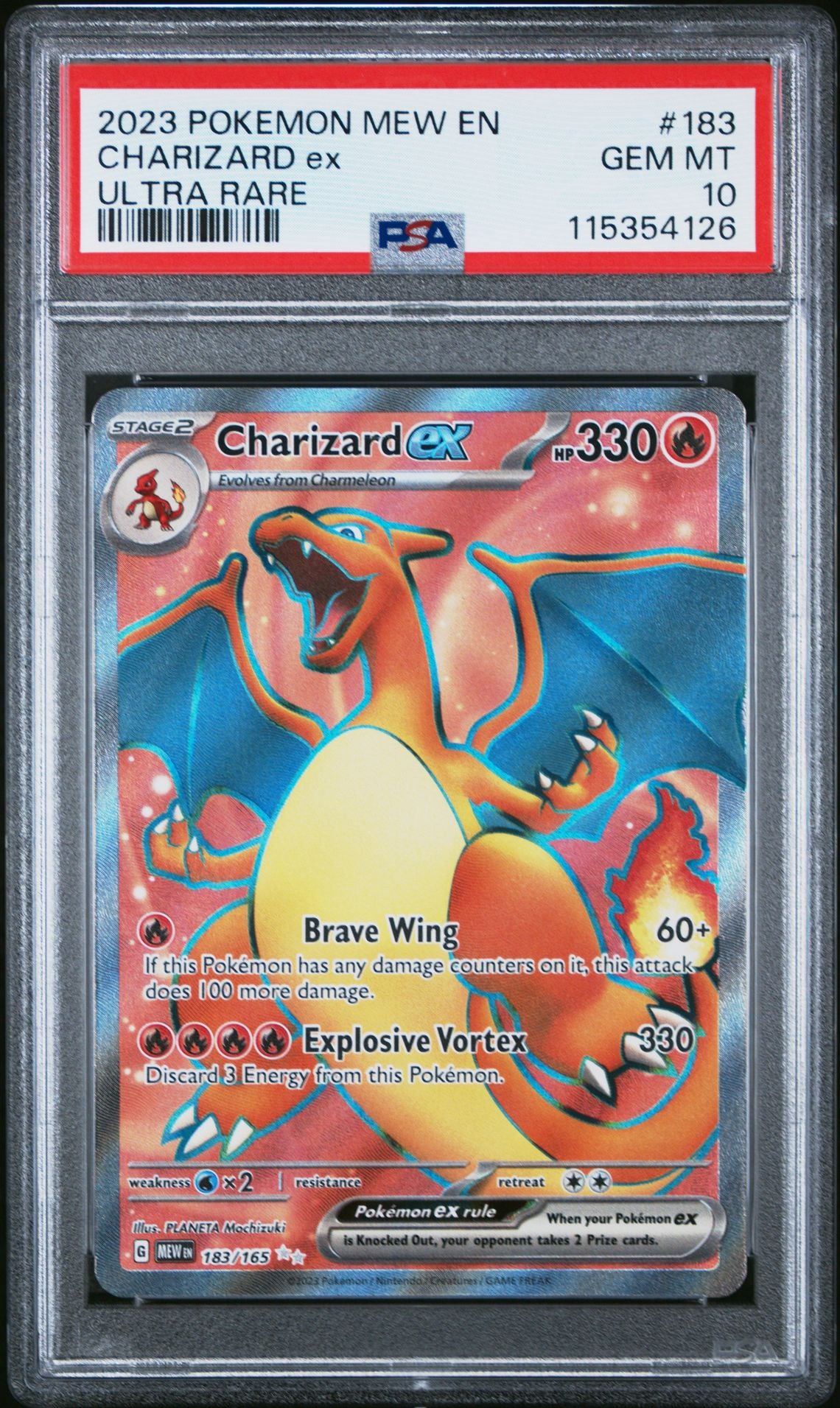 2023 POKEMON MEW EN-151 183 CHARIZARD EX ULTRA RARE  PSA 10