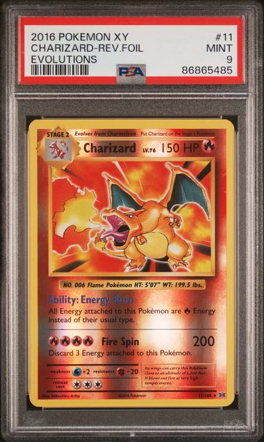 2016 POKEMON XY EVOLUTIONS #11 CHARIZARD-REV.FOIL EVOLUTIONS PSA 9